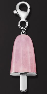 AMBROSINI JEWELS -  PENDENTE ARGENTO 925°  ghiacciolo finitura bianca pietra rosa piccolo (21x14 mm)