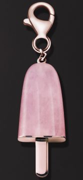 AMBROSINI JEWELS -  PENDENTE ARGENTO 925°  ghiacciolo finitura rosé pietra rosa piccolo (21x14 mm)
